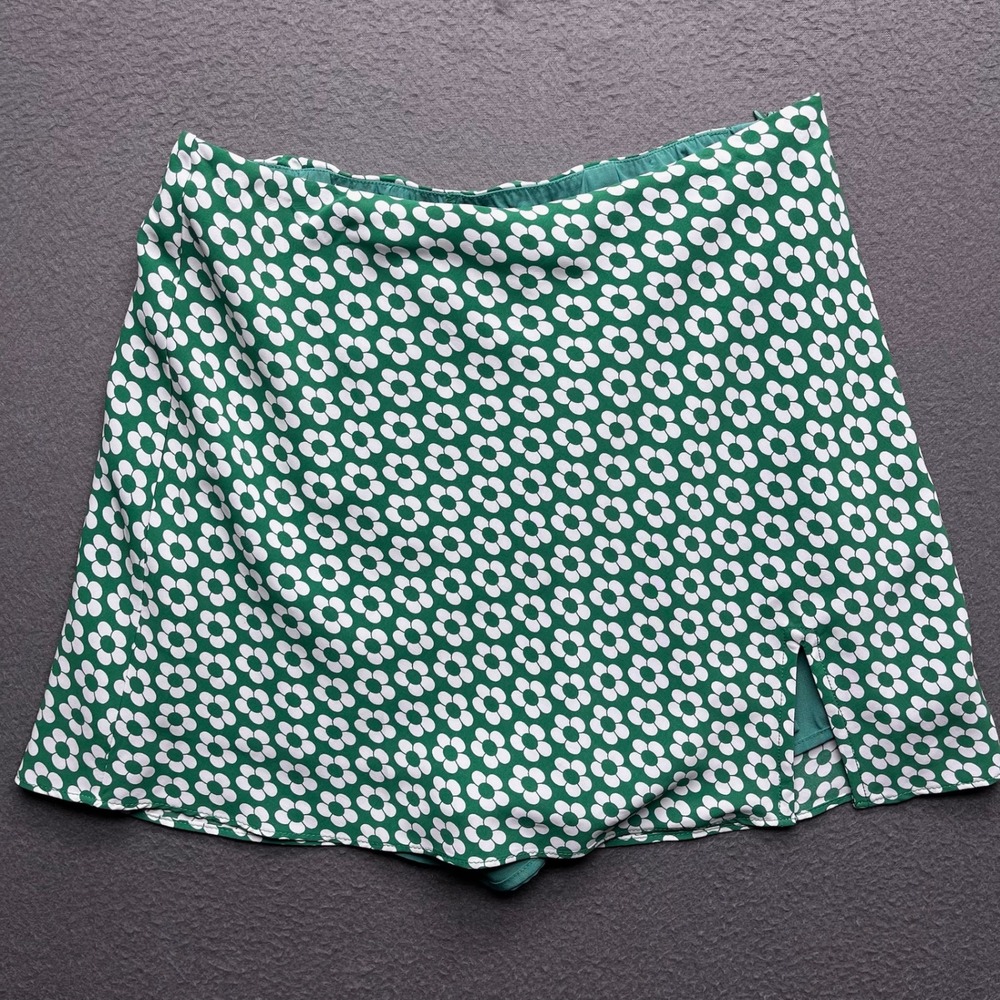 Cotton Candy LA Women Skort Green White Floral Daisy Small Retro JP-286